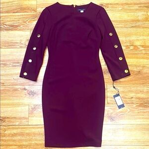 Tommy Hilfiger Sheath Dress Long Sleeve Dark Purple Size 2